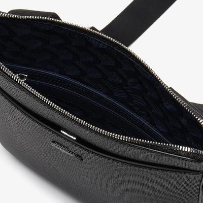 Shop Lacoste Men's Chantaco Matte Piqué Leather Flat Zip Bag - One Size In Black