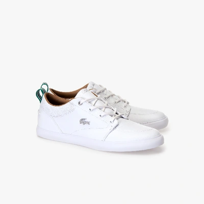 Lacoste Men's Bayliss Leather Perforated Collar Sneakers - 10 In White