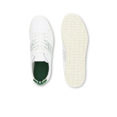 Shop Lacoste Men's Carnaby Evo Embossed Leather Sneakers In Wht/green