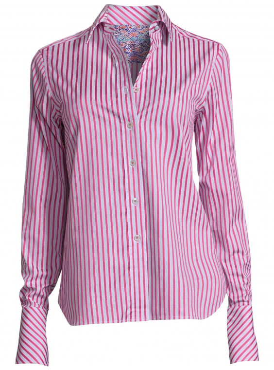 Robert Graham Women's Priscilla Magenta Stripe Shirt In Magenta Size: S ...