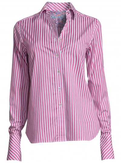 Shop Robert Graham Women's Priscilla Magenta Stripe Shirt In Magenta Size: S By