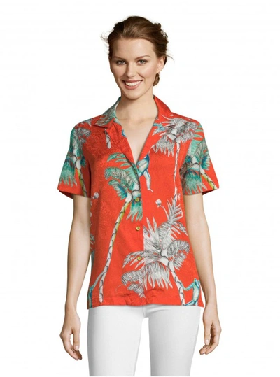 Shop Robert Graham Women's Leila Monkey Botanical Printed Shirt With Mother Of Pearl Buttons Size: Xl By  In Multicolor