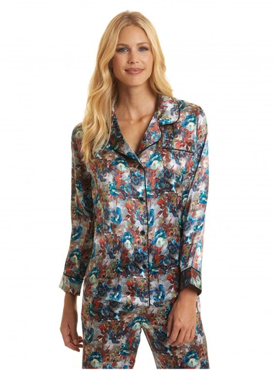 Shop Robert Graham Women's Loran Silk Pajama Top Size: Xl By  In Multicolor
