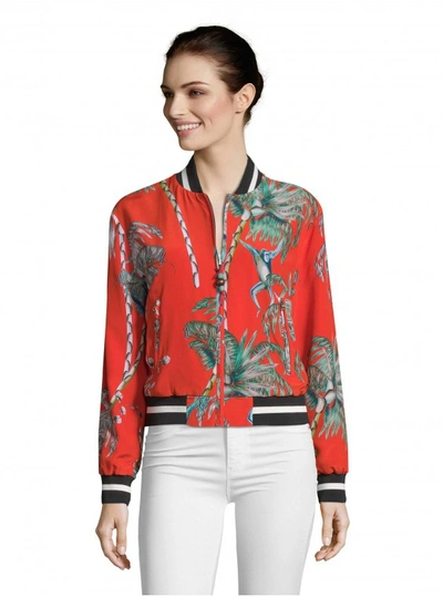 Shop Robert Graham Women's Meredith Monkey Botanical Silk Bomber Jacket Size: Xl By  In Multicolor