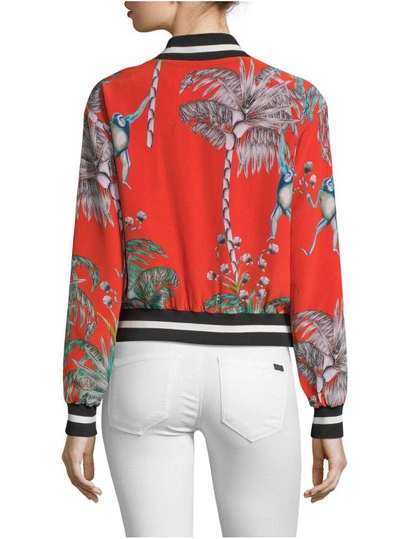 Shop Robert Graham Women's Meredith Monkey Botanical Silk Bomber Jacket Size: Xl By  In Multicolor