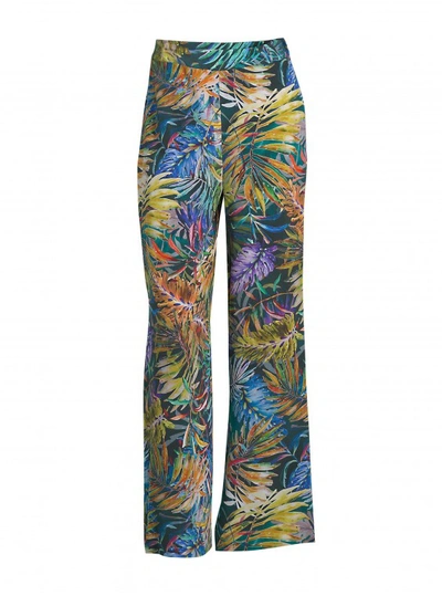 Shop Robert Graham Women's Cora Green Tropical Silk Pants Size: 12 By  In Multicolor