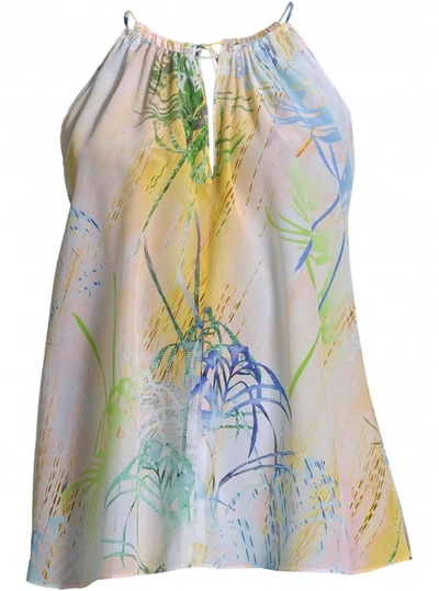Shop Robert Graham Women's Alina Soft Palm Printed Silk Tank Size: Xl By  In Multicolor
