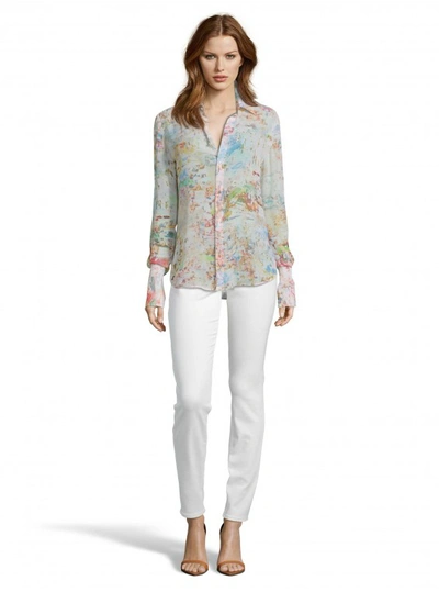 Shop Robert Graham Women's Gabriela Beach Printed Silk Shirt With Mother Of Pearl Buttons Size: S By  In Multicolor