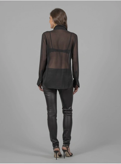 Shop Robert Graham Women's Marina Tuxedo Silk Chiffon Shirt In Black Size: Xl By