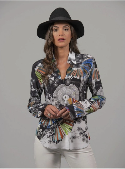 Shop Robert Graham Women's Gabriela Moon Sonata Printed Silk Shirt In Black Size: S By