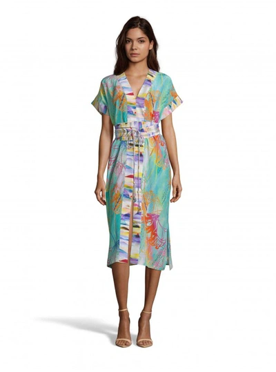 Shop Robert Graham Angelica Palm Print Silk Dress In Blue