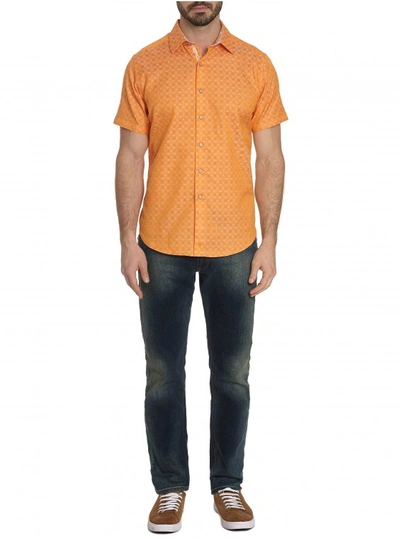 Shop Robert Graham Men's Diamante Short Sleeve Shirt Big In Orange Size: 4xl Big By