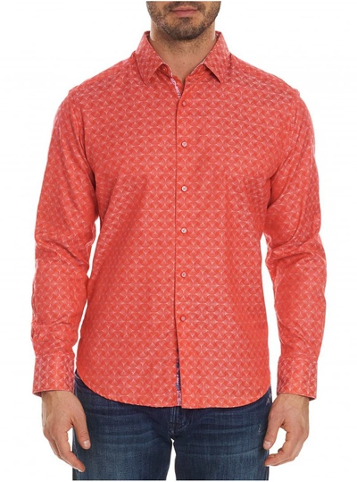 Shop Robert Graham Men's Diamante Sport Shirt In Coral Size: Xs By