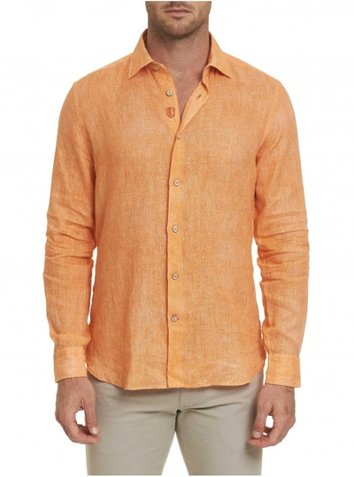 Shop Robert Graham Men's R Collection Enzo Sport Shirt In Orange Size: 2xl By