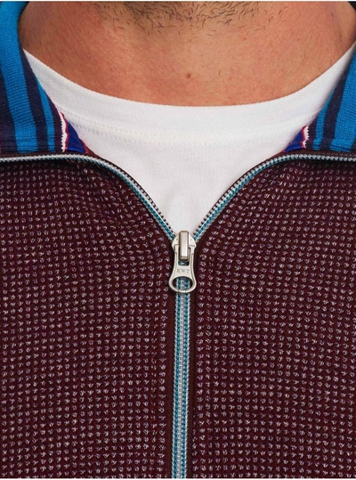 Shop Robert Graham Men's Bronte Full Zip Knit Top In Burgundy Size: 3xl By