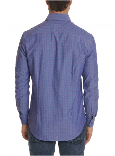 Shop Robert Graham Men's Moss Dress Shirt In Navy Size: 16.5 By