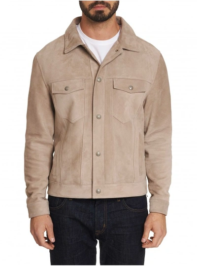 Shop Robert Graham Marko Suede Jacket In Taupe