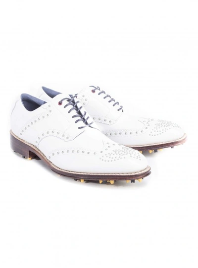 Shop Robert Graham Men's Limited Edition Studded Golf Shoe In White Size: 13 By