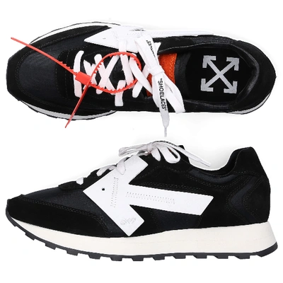 Shop Off-white Low-top Sneakers Fabric Mix Suede Logo Patch Black-combo