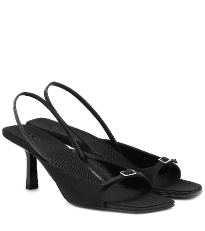 Shop The Row Buckle Sling Crêpe De Chine Sandals In Black