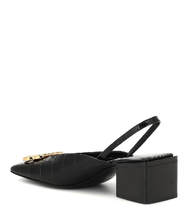 Shop Balenciaga Bb Slingback Leather Pumps In Black