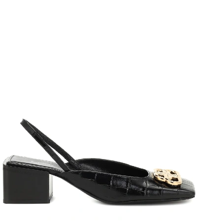 Shop Balenciaga Bb Slingback Leather Pumps In Black