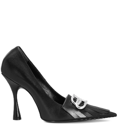 Shop Balenciaga Bb Knife Leather Pumps In Black