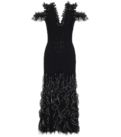 Shop Alexander Mcqueen Ruffled Maxi Dress In Black