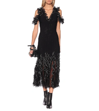 Shop Alexander Mcqueen Ruffled Maxi Dress In Black