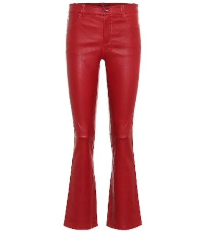 Shop Stouls Dean Mid-rise Cropped Leather Pants In Red