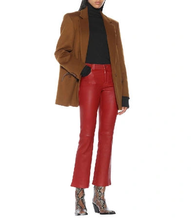 Shop Stouls Dean Mid-rise Cropped Leather Pants In Red