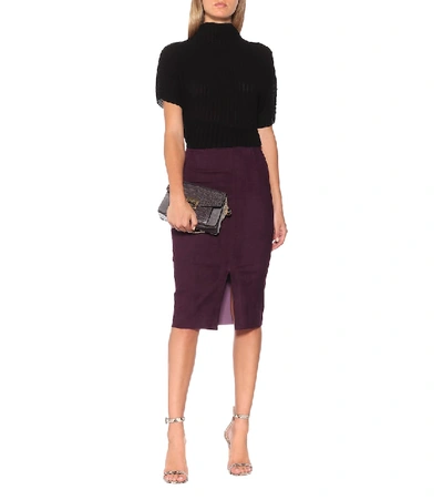 Shop Stouls Carmen Suede Midi Skirt In Purple