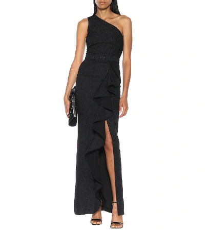 Shop Rebecca Vallance Greta Belted Gown In Black