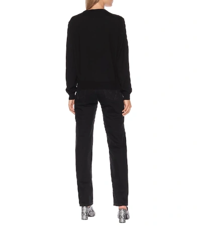 Shop Balenciaga Logo Wool Sweater In Black