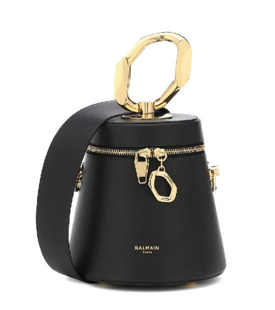 Shop Balmain Romeo Leather Shoulder Bag In Black