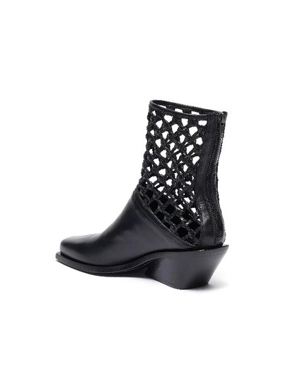 Shop Ann Demeulemeester Open Weave Ankle Leather Boots