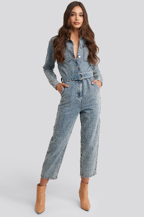 denim playsuit with belt