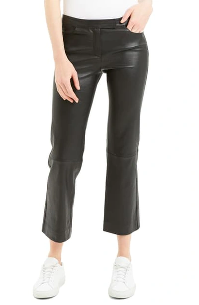 Shop Theory Bristol Crop Leather Pants In Black