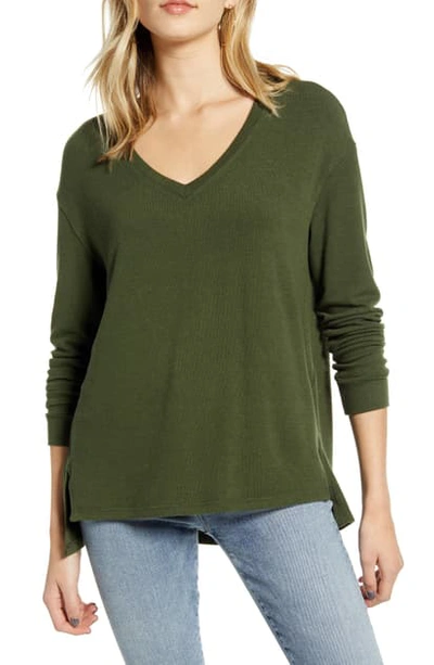 Shop Cupcakes And Cashmere Emily's Favorite V-neck Sweater In Army