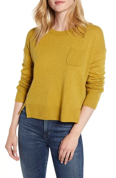 Shop Alex Mill Crop Merino Wool & Cotton Sweater In Mustard