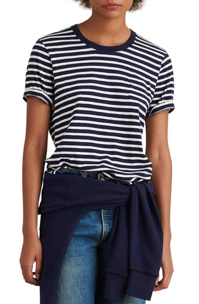 Shop Alex Mill Stripe Cotton Tee In Navy/ Ivory