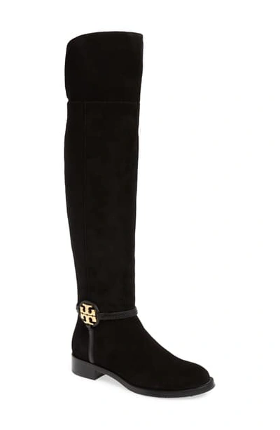Shop Tory Burch Miller Knee High Boot In Perfect Black Suede