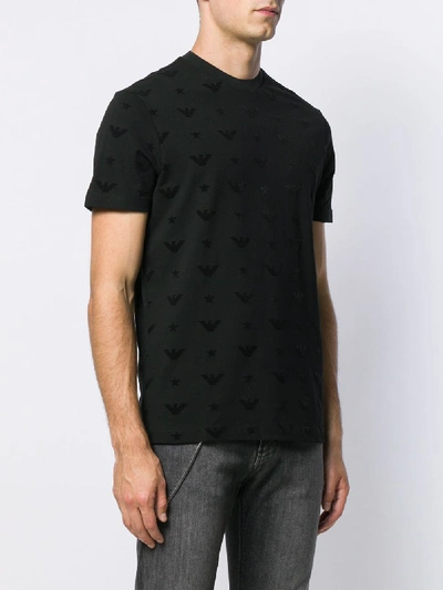 Shop Emporio Armani Printed Cotton T-shirt In Black