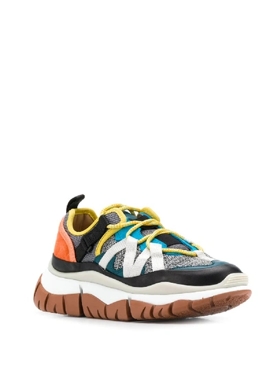 Shop Chloé Blake Leather Sneakers In Multicolor