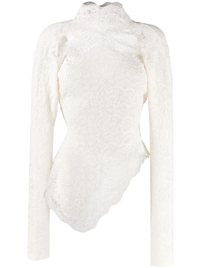 Shop Ermanno Scervino Lace Hinghneck Sweater In White