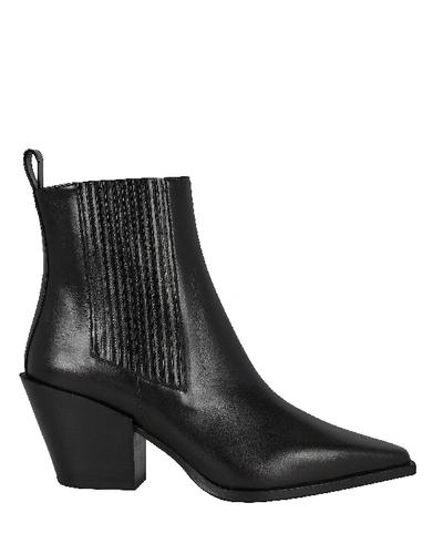 Shop Aeyde Kate Leather Cuban Heeled Booties In Black