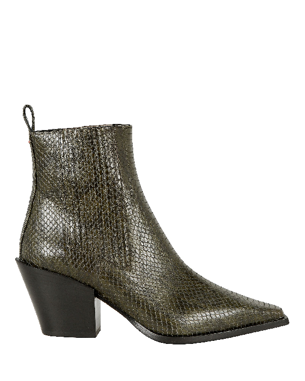 Aeyde Kate 90 Python-effect Leather Ankle Boots In Olive | ModeSens