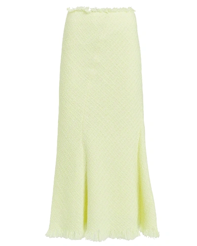 Shop Alexander Wang Frayed Tweed Midi Skirt In Yellow