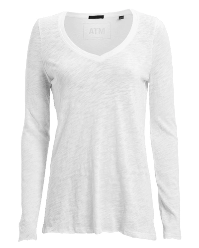 Shop Atm Anthony Thomas Melillo Slub Jersey V-neck T-shirt In White