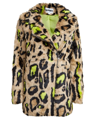 Shop Apparis Chloe Leopard Faux Fur Coat In Multi